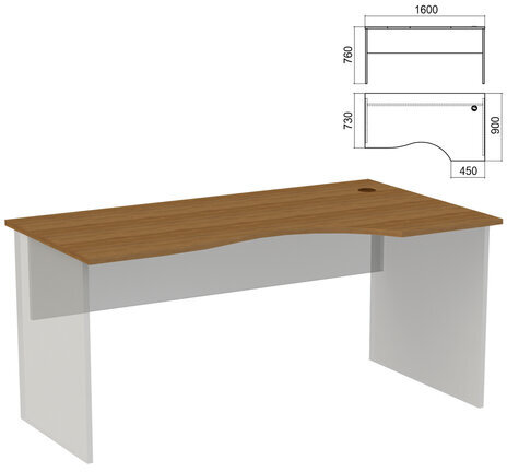 Стол эргономичный ЧАСТЬ 1 "Арго", 1600х900х760 мм, правый, орех