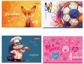 Альбом для рисования А4, 24 листа, скоба, обложка офсет, ПИФАГОР, 203х288 мм, &quot;МИКС-1&quot;, 107105