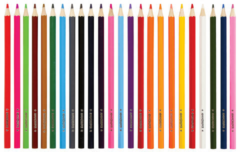 Карандаши цветные мягкие ЮНЛАНДИЯ "ЗАБАВНЫЕ КАРТИНКИ", 24 цвета, классические, заточенные, 181645