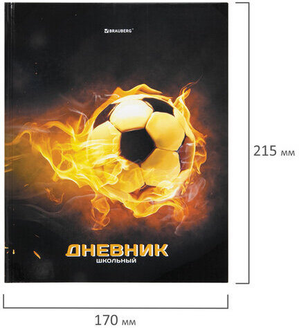 Дневник МП 1-11 класс 48 л., твердый, BRAUBERG, глянцевая ламинация, с подсказом, "Футбол", 106644