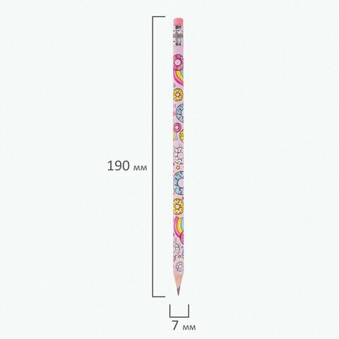 Карандаш чернографитный ЮНЛАНДИЯ "СЛАДКИЕ ИСТОРИИ", 1 шт., HB, с ластиком, корпус с печатью, 181750
