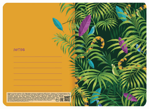 Тетрадь 40 л. в клетку обложка SoftTouch, бежевая бумага 70 г/м2, сшивка, А5 (147х210 мм), ТРОПИКИ, BRAUBERG, 403774