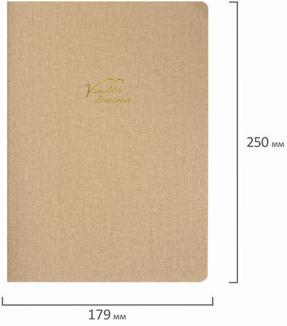 Тетрадь 60 л. в клетку обложка кожзам под лён, сшивка, B5 (179х250мм), БЕЖЕВЫЙ, BRAUBERG PASTEL, 403874