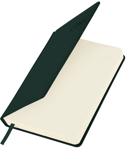 Ежедневник датированный 2024 А5 138x213 мм, BRAUBERG "Imperial", под кожу, зеленый, 114860