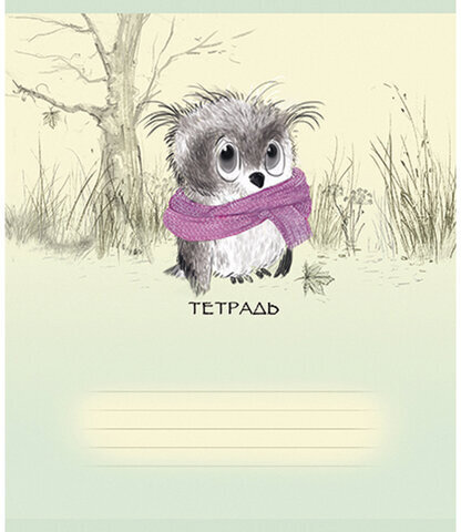 Тетрадь 18 л., ПЗБМ, клетка, конгрев, выборочный лак, "Совёнок Филя" (5 видов), 017064