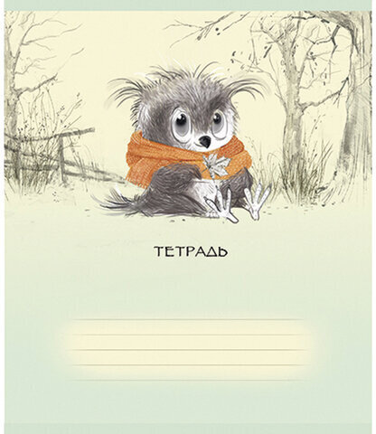 Тетрадь 18 л., ПЗБМ, клетка, конгрев, выборочный лак, "Совёнок Филя" (5 видов), 017064