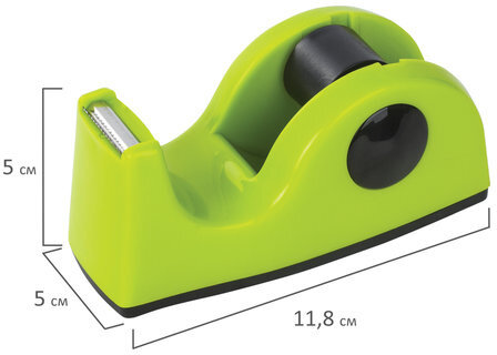 Диспенсер для клейкой ленты BRAUBERG настольный, утяжеленный, средний, салатовый, 11,8х5х5 см, 440143