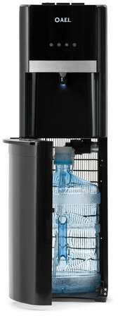 Кулер для воды AEL LC-AEL-809a, напольный, НАГРЕВ/ОХЛАЖДЕНИЕ КОМПРЕССОРНОЕ, бутыль снизу, 1 кран, чёрный, 00059
