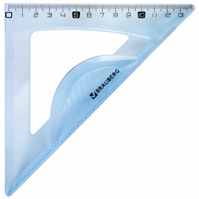 Набор чертежный BRAUBERG "EXTRA" (линейка 30 см, 2 угольника, транспортир), тонированный голубой, 210747