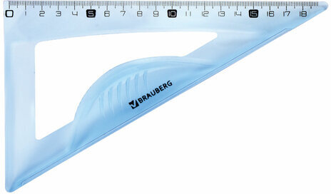 Набор чертежный BRAUBERG "EXTRA" (линейка 30 см, 2 угольника, транспортир), тонированный голубой, 210747