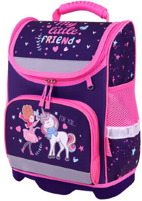 Ранец ЮНЛАНДИЯ WISE, 1 отделение, 3 кармана, устойчивое дно, &quot;Little friends&quot;, 37x29х15 см, 271397