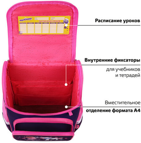 Ранец ЮНЛАНДИЯ WISE, 1 отделение, 3 кармана, устойчивое дно, "Little friends", 37x29х15 см, 271397