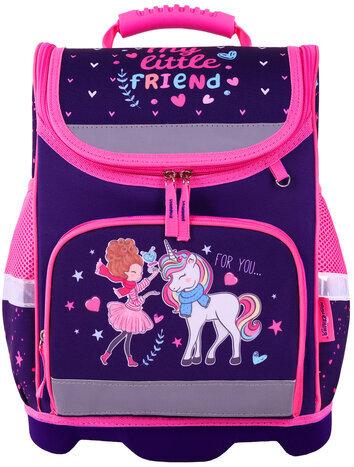 Ранец ЮНЛАНДИЯ WISE, 1 отделение, 3 кармана, устойчивое дно, "Little friends", 37x29х15 см, 271397