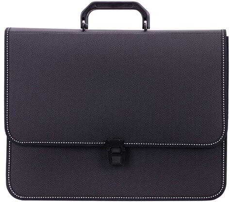 Папка-портфель пластиковая BRAUBERG "КОНСУЛ" А4 (370х280х120 мм), 2 отделения, фактура "бисер", черная, 223079