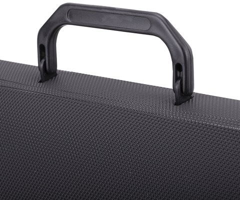 Папка-портфель пластиковая BRAUBERG "КОНСУЛ" А4 (370х280х120 мм), 2 отделения, фактура "бисер", черная, 223079