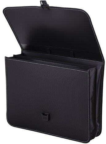 Папка-портфель пластиковая BRAUBERG "КОНСУЛ" А4 (370х280х120 мм), 2 отделения, фактура "бисер", черная, 223079