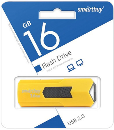 Флеш-диск 16 GB SMARTBUY Stream USB 2.0, желтый, SB16GBST-Y