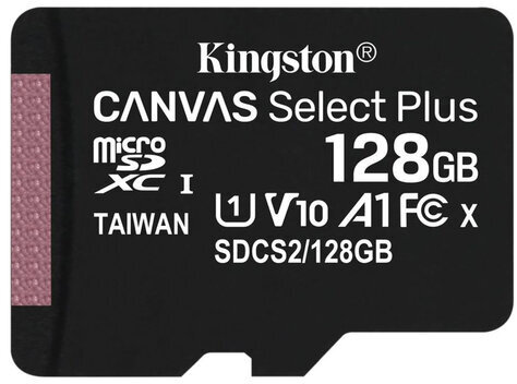 Карта памяти microSDXC 128GB KINGSTON Canvas Select Plus UHS-I U1, 100 Мб/с (class 10), SDCS2/128GBSP
