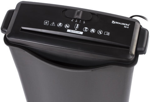 Уничтожитель (шредер) BRAUBERG S6-S, 1 уровень секретности, полоски 8 мм, 6 листов, 7,5 л, 531087