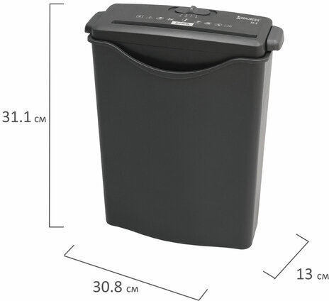 Уничтожитель (шредер) BRAUBERG S6-S, 1 уровень секретности, полоски 8 мм, 6 листов, 7,5 л, 531087