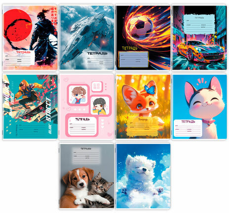 Тетрадь 12 л. ЮНЛАНДИЯ, клетка, обложка картон, МИКС-2, 107273