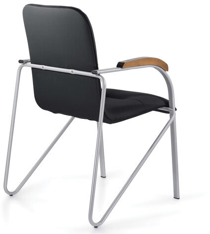 Кресло BRABIX "Samba CF-104", серый каркас, накладки "орех", кожзам черный, собрано, 532759