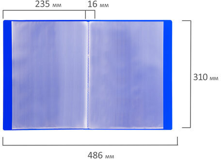 Папка 20 вкладышей BRAUBERG "Neon", 16 мм, неоновая, синяя, 700 мкм, 227451