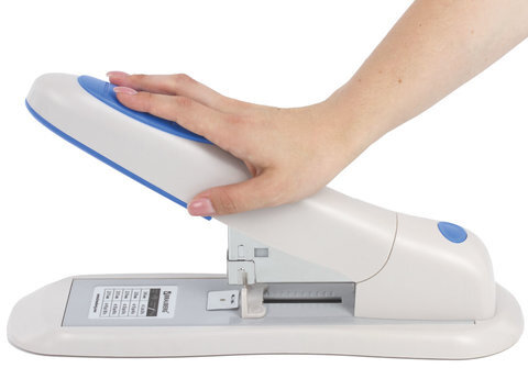 Степлер МОЩНЫЙ №24/6-23/15 BRAUBERG "Heavy duty PRO", до 100 листов, эргономичный, серо-синий, 227661