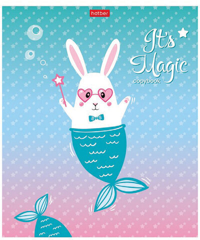 Тетрадь 18 л. HATBER клетка, фольга, "Почти русалочка" (5 видов в спайке), 18Т5фВ1