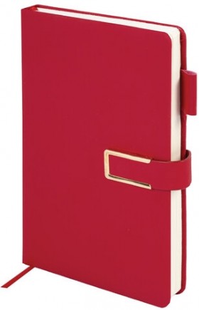 Ежедневник недатированный А5 143х210мм BRAUBERG Deluxe, под кожу, магнит 160л, красный, 117142