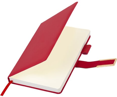 Ежедневник недатированный А5 143х210мм BRAUBERG Deluxe, под кожу, магнит 160л, красный, 117142