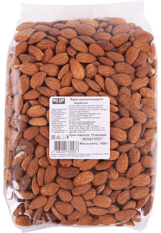 Миндаль жареный, WELDAY, пакет, 1000 г, 622477