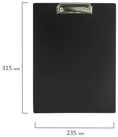 Доска-планшет STAFF с прижимом А4 (315х235 мм), пластик, 1 мм, черная, 229223