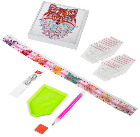 Картина стразами (алмазная мозаика) 20х20 см, ОСТРОВ СОКРОВИЩ "Восточная лисица", в деревянной рамке, 662443