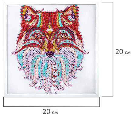 Картина стразами (алмазная мозаика) 20х20 см, ОСТРОВ СОКРОВИЩ "Восточная лисица", в деревянной рамке, 662443