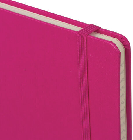 Блокнот А5 (148x218 мм), BRAUBERG "Metropolis", балакрон, 80 л., резинка, клетка, фуксия, 111587