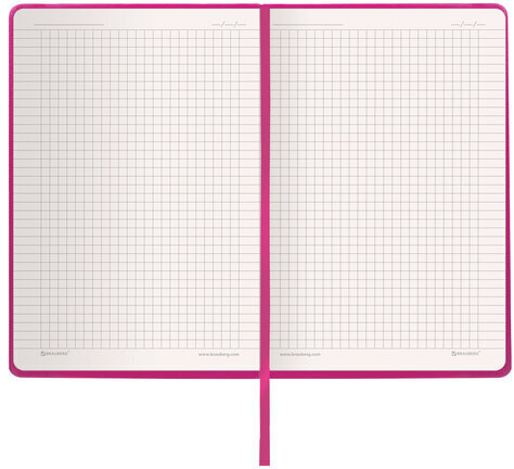 Блокнот А5 (148x218 мм), BRAUBERG "Metropolis", балакрон, 80 л., резинка, клетка, фуксия, 111587