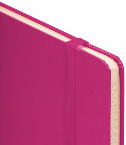 Блокнот А5 (148x218 мм), BRAUBERG "Metropolis", балакрон, 80 л., резинка, клетка, фуксия, 111587