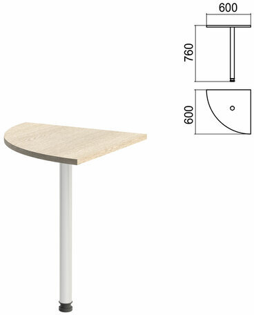 Стол приставной угловой "Арго", 600х600х760 мм, ясень шимо/опора хром (КОМПЛЕКТ)