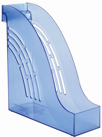 Лоток вертикальный для бумаг BRAUBERG "Office", 255х95х290 мм, тонированный синий, 237232