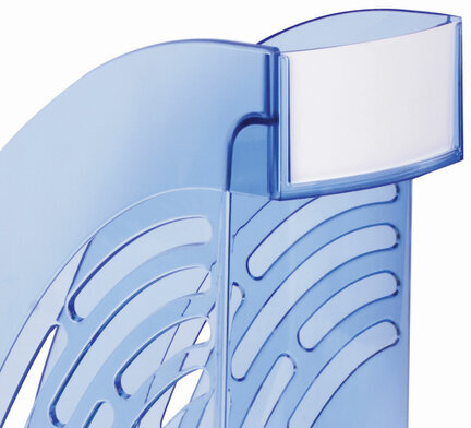 Лоток вертикальный для бумаг BRAUBERG "Office", 255х95х290 мм, тонированный синий, 237232