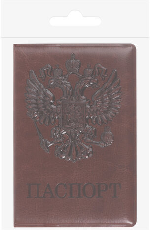 Обложка для паспорта STAFF, полиуретан под кожу, "ГЕРБ", коричневая, 237604