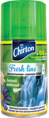 Сменный баллон 250 мл, CHIRTON &quot;Лесной водопад&quot;, для автоматических освежителей, универсальный, сухое распыление, 4670013302581