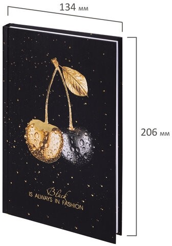 Блокнот А5 (134х206 мм), 80 л., твёрдый, клетка, фольга, STAFF, "Cherry", 114430