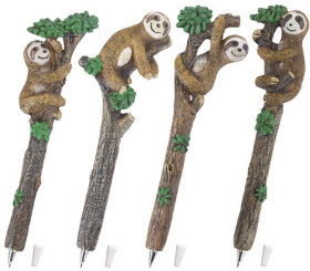 Ручка фигурная &quot;ЛЕНИВЦЫ&quot;, СИНЯЯ, 4 дизайна ассорти, 0,5 мм, дисплей, BRAUBERG, 142762