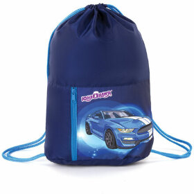 Мешок для обуви ЮНЛАНДИЯ, карман на молнии, 33х42 см, &quot;Blue Car&quot;, 270407