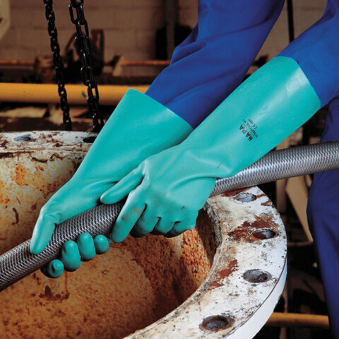 Перчатки нитриловые MAPA Ultranitril 493, хлопчатобумажное напыление, размер 10 (XL), зеленые