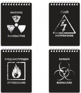 Блокнот МАЛЫЙ ФОРМАТ (105х148 мм) А6, 80 л., гребень, пластик-шелкография, клетка, BRAUBERG, &quot;Danger&quot;, 125380