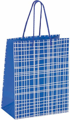 Пакет подарочный 17,8x9,8x22,9 см, ЗОЛОТАЯ СКАЗКА "В голубую клетку", ламинированный, 606597