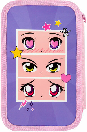 Пенал ПИФАГОР, 3 отделения, ламинированный картон, 19х11 см, "Anime eyes", 272251